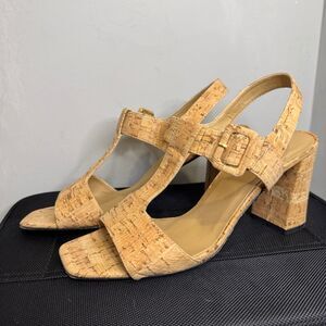 VANELi Cork Slingback Block Heel Sandals SZ 9.5M – Neutral Summer Leather Soles